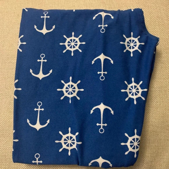 New! Lularoe blue Nautical print leggings Tween - Picture 1 of 1
